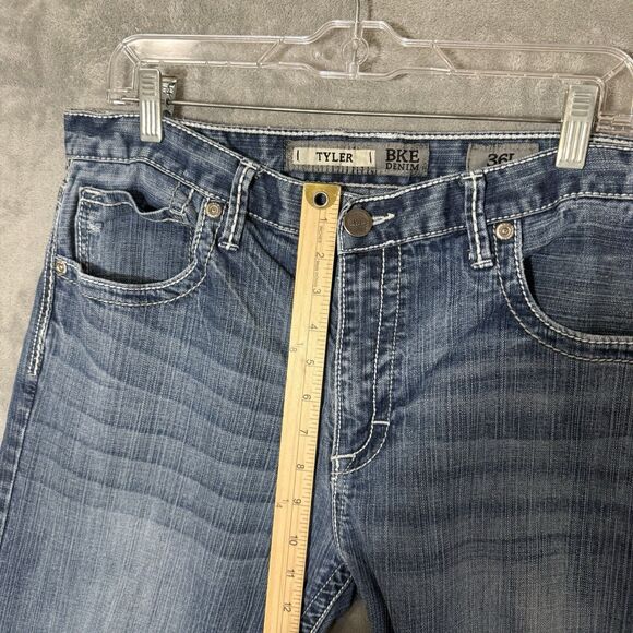 BKE Tyler Jeans Men 36L (Inseam 32) Blue Stretch Denim Buckle Thick Stitch - Picture 5 of 9